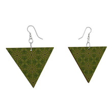 Carica l&#39;immagine nel visualizzatore di Gallery, Dandelion Gold Shimmer Inverted Triangle Wood Earrings
