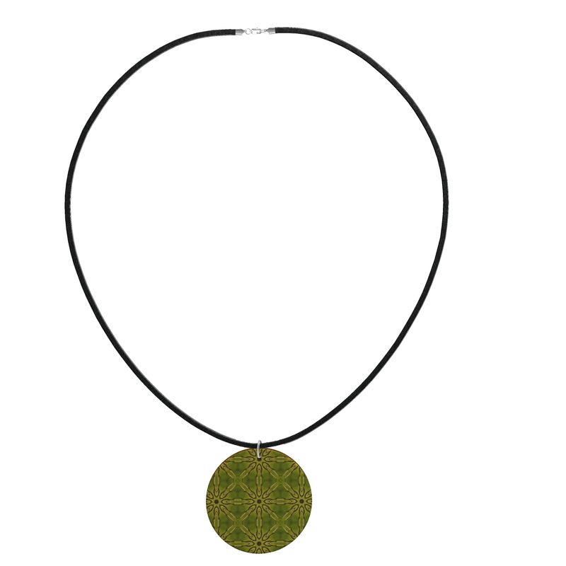 Dandelion Gold Shimmer Round Wood Necklace