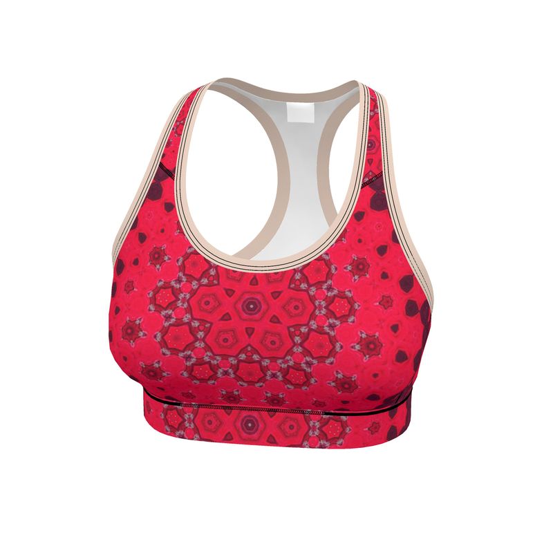 Hollyhocks Geometric Sports Bra