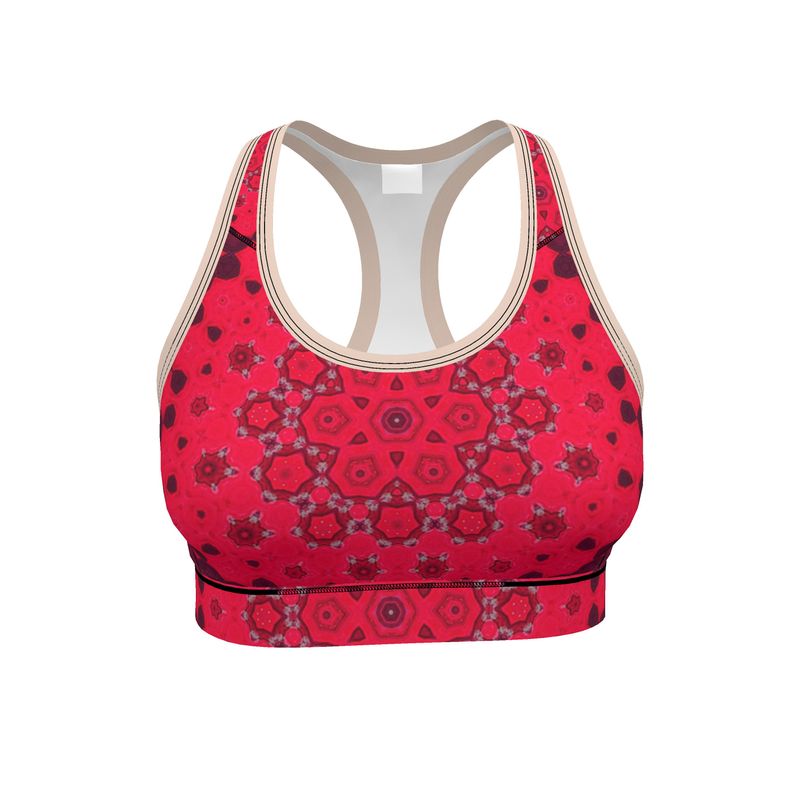 Hollyhocks Geometric Sports Bra