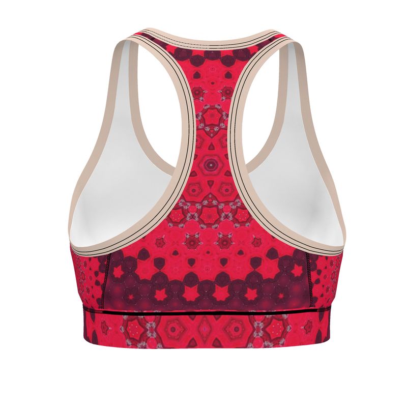 Hollyhocks Geometric Sports Bra