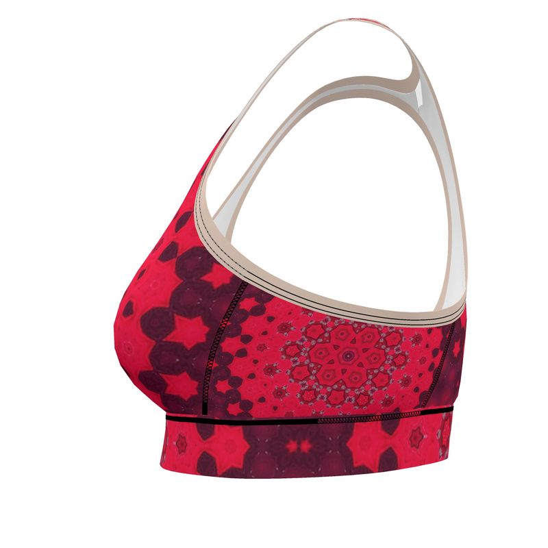 Hollyhocks Geometric Sports Bra