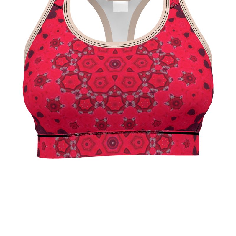 Hollyhocks Geometric Sports Bra