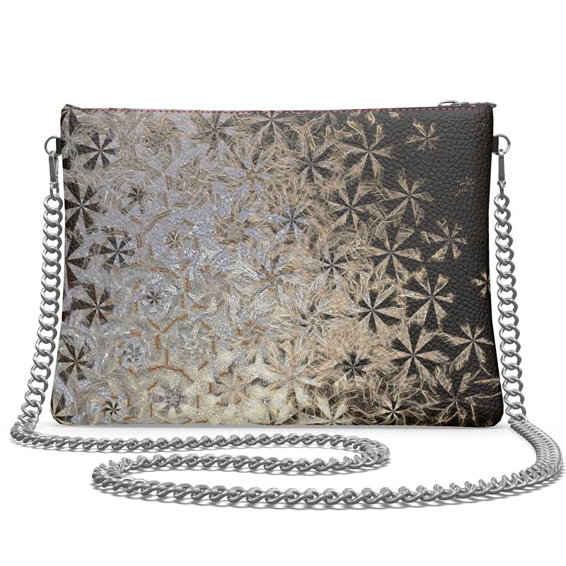 Crossbody Bag With Chain Shimmering Feathers