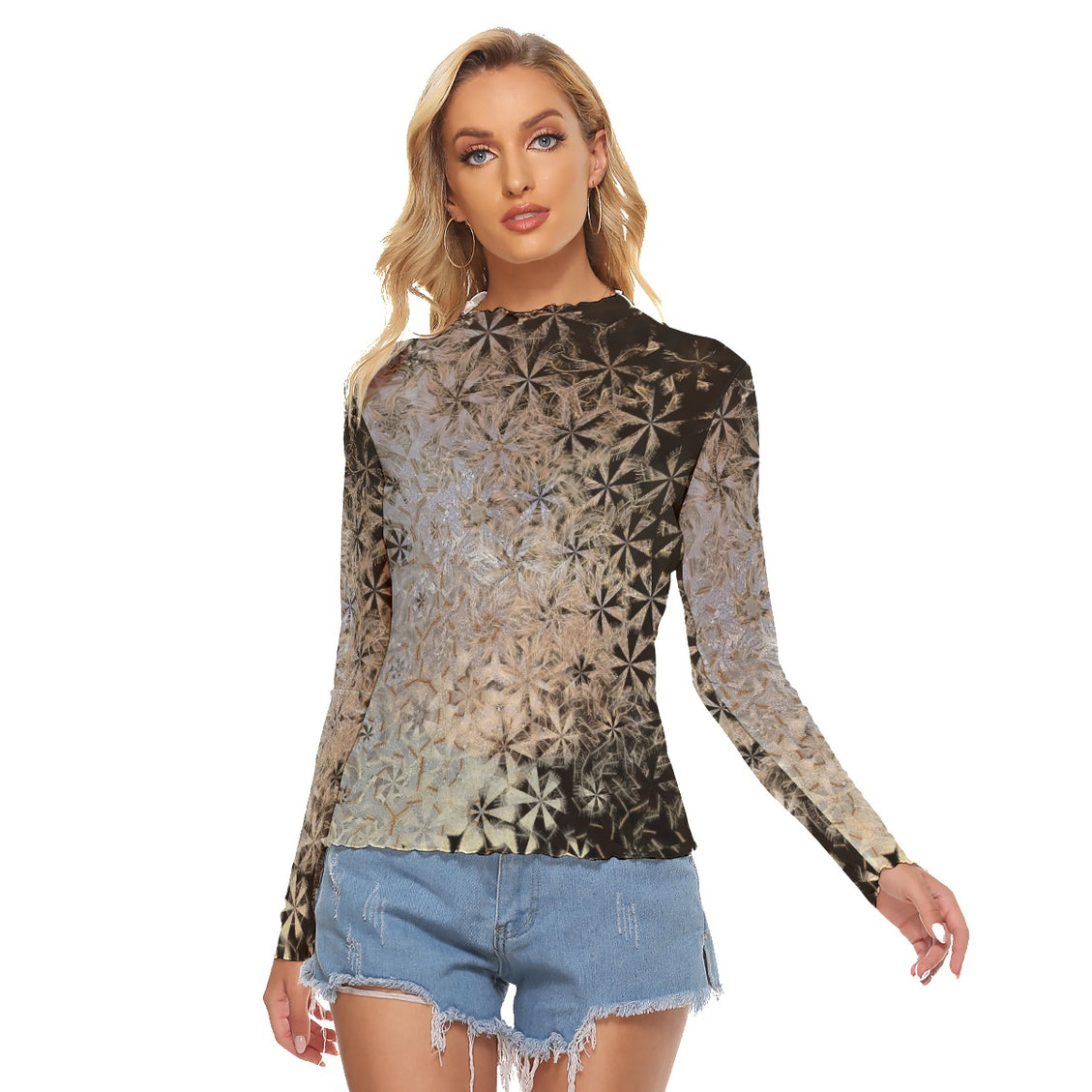 Mesh T-shirt Shimmering Feathers