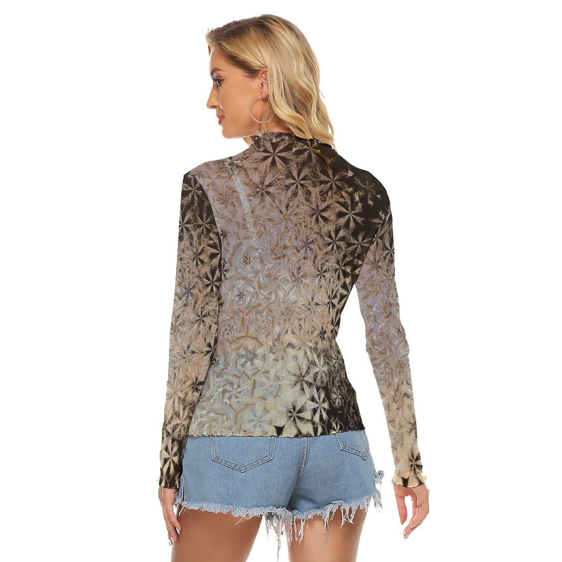 Mesh T-shirt Shimmering Feathers