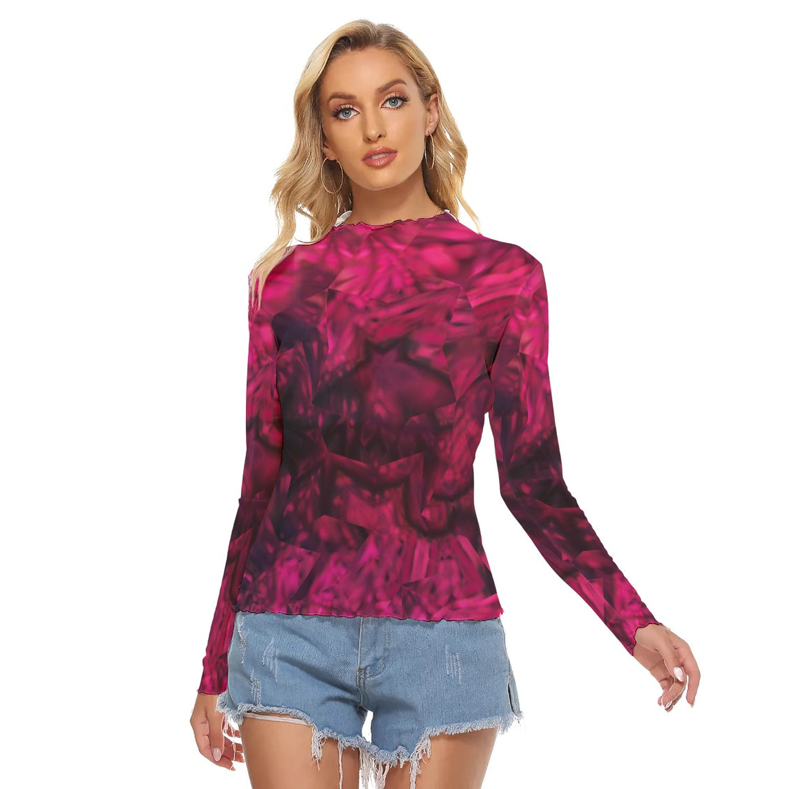 Mesh T-shirt Fuchsia Abstract