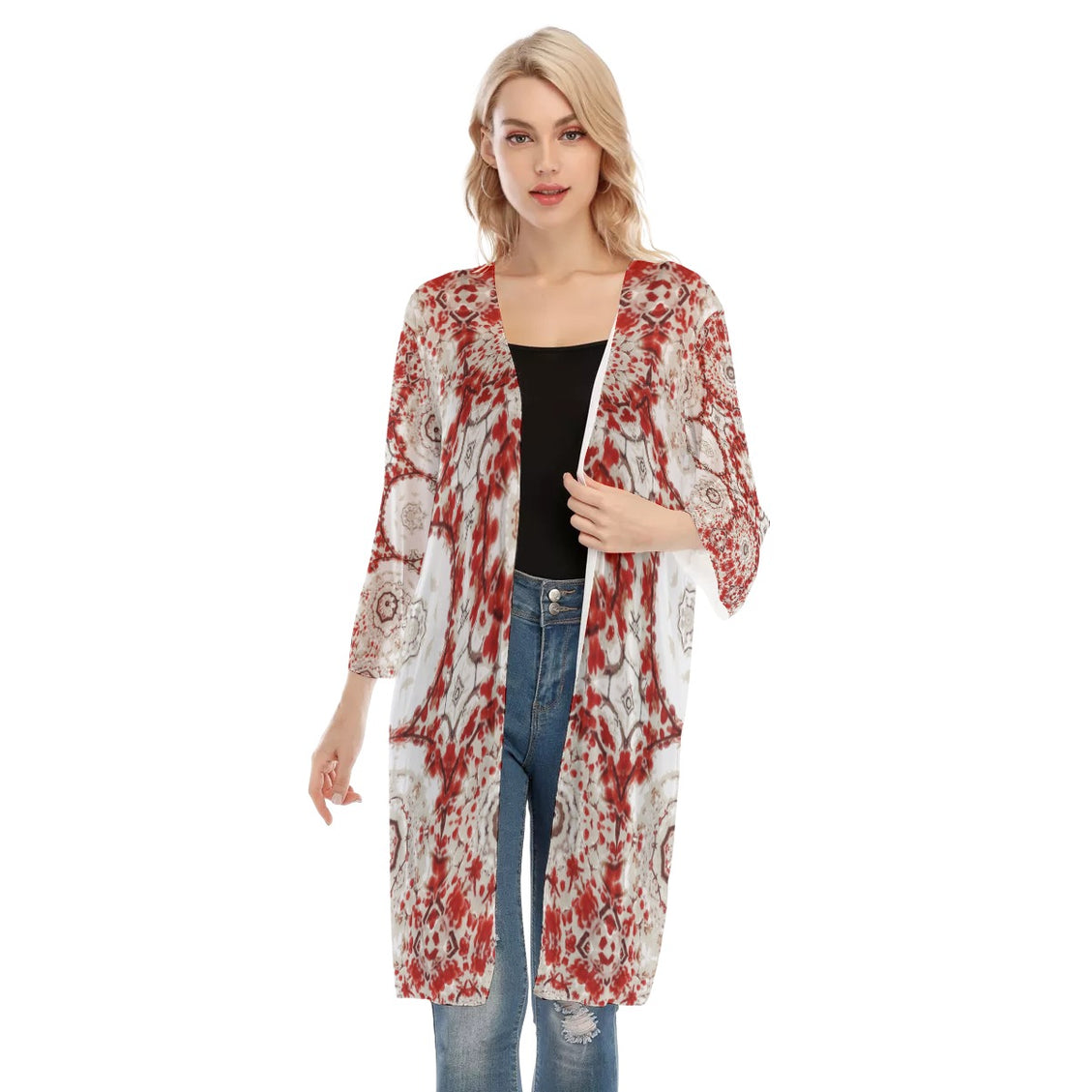 V-neck Mesh Cardigan Buffalo Berries