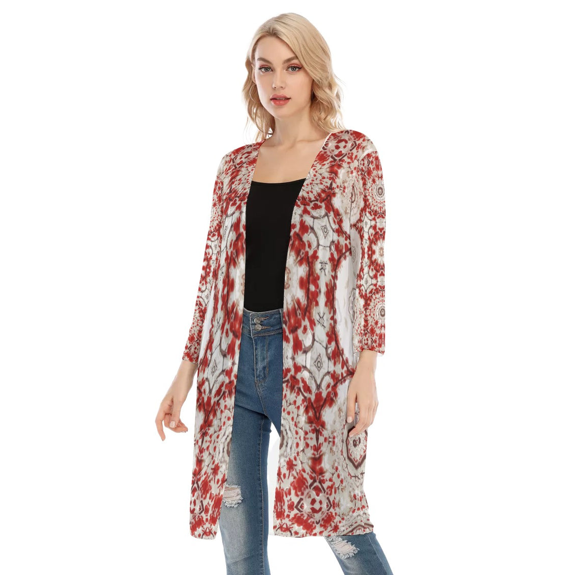 V-neck Mesh Cardigan Buffalo Berries