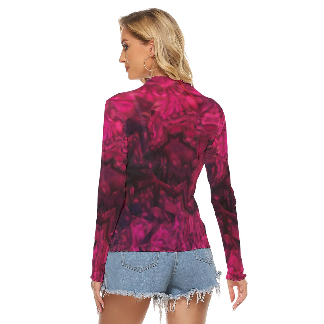 Mesh T-shirt Fuchsia Abstract