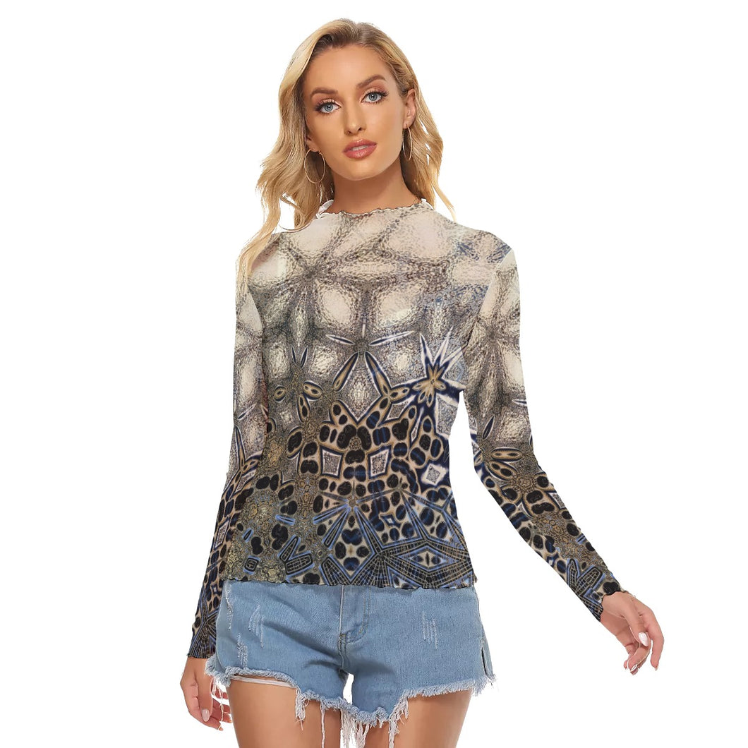 Gold Gray Abstract Women's Mesh T-shirt