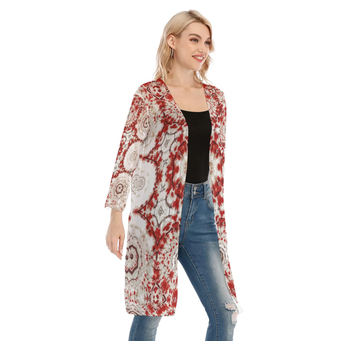 V-neck Mesh Cardigan Buffalo Berries