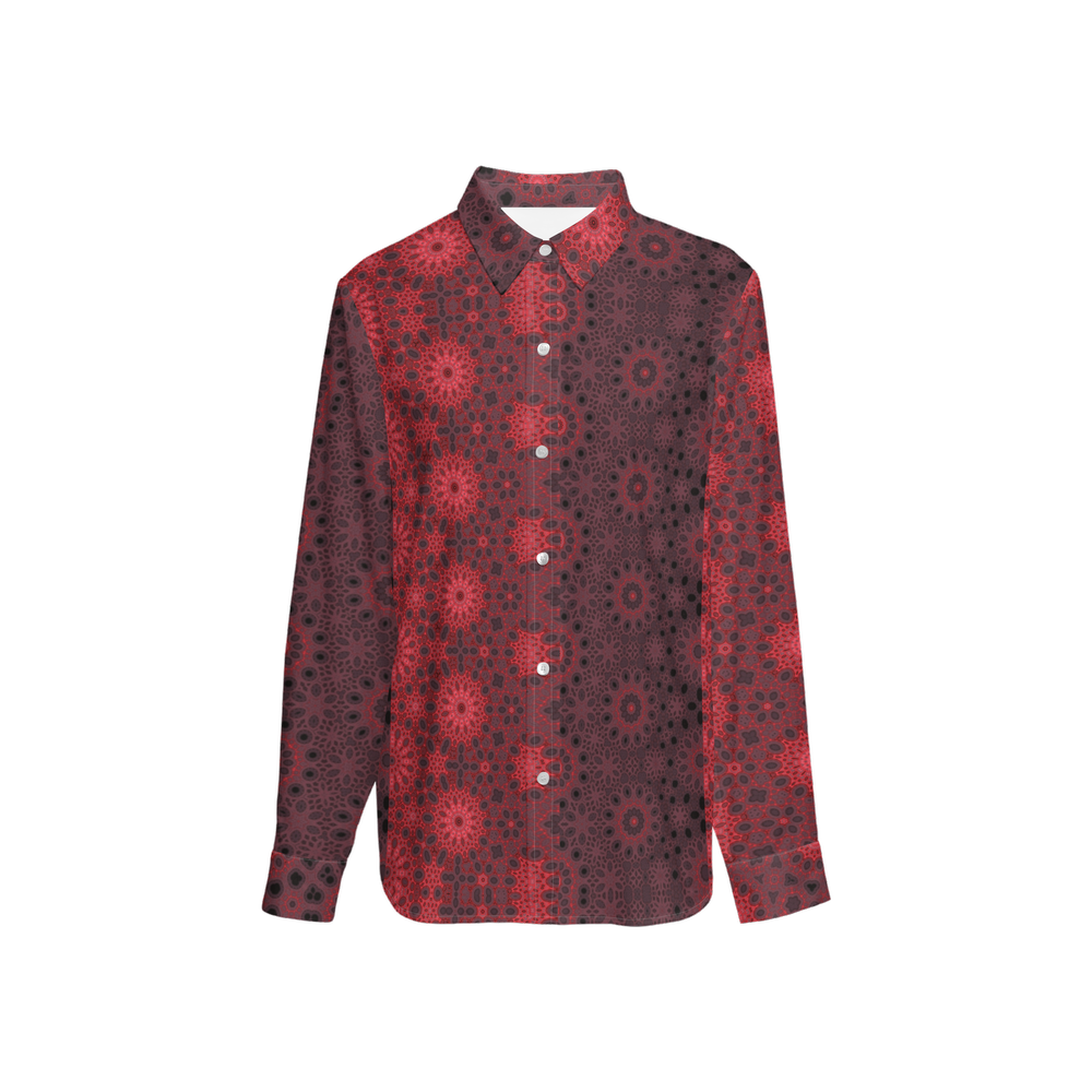 Women's Classic Long Sleeve Button-Up Shirt Milkweed Red